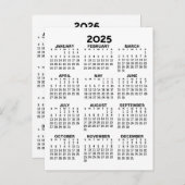 Kalender 2025 und 2026 Jahresansicht - Basic Minim Postkarte (Vorne/Hinten)