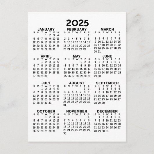 Kalender 2025 und 2026 Jahresansicht - Basic Minim Postkarte (Vorderseite)