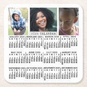 Kalender 2025 weiß | 3 FotoCollage Custom Rechteckiger Pappuntersetzer (Vorderseite)