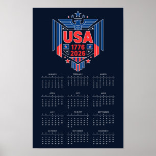 Kalender 2026 (1776-2026) USA Poster