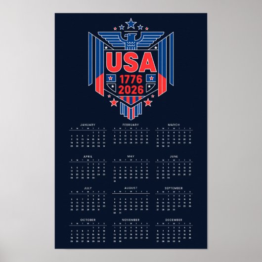 Kalender 2026 (1776-2026) USA Poster (Vorne)
