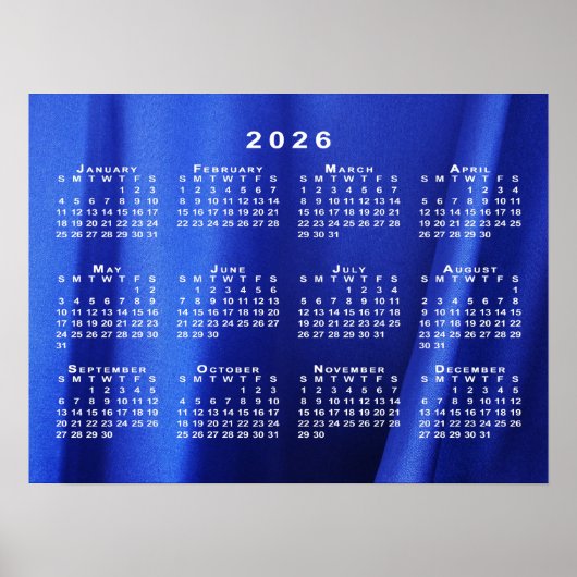 Kalender 2026 Blaue Abstrakte Fotovorlage Poster (Vorne)
