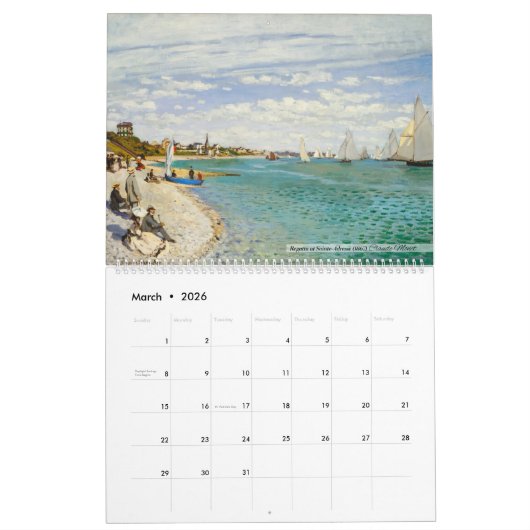 Kalender 2026 - Claude Monet - Impressionismus (Mär 2026)