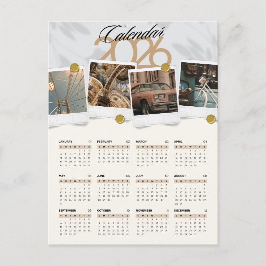 Kalender 2026 feiertagspostkarte (Vorderseite)