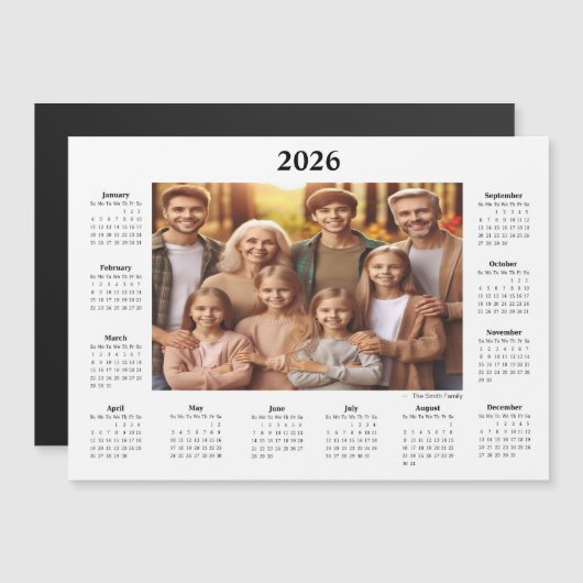 Kalender 2026 Foto Magnetkarte (Vorne/Hinten)