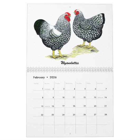 Kalender 2026 für Hühner (Feb 2026)