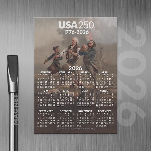 Kalender 2026 - Geist von 76 - Amerikas 250. Magnetkarte
