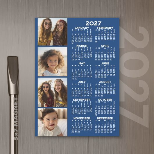 Kalender 2026 mit 4 Fotocollage Magnetkarte