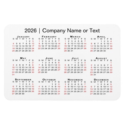 Kalender 2026 mit benutzerdefiniertem, schwarz-wei magnet (Horizontal)