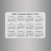 Kalender 2026 mit benutzerdefiniertem Text grau Magnet