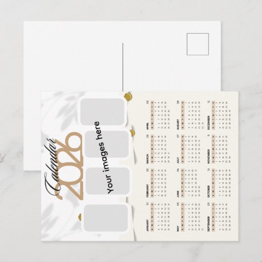 Kalender 2026 mit Bild Postkarte (Vorne/Hinten)