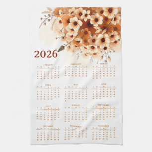 Kalender 2026 mit Blumen Geschirrtuch