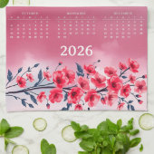 Kalender 2026 mit Blumen Geschirrtuch (Gefaltet)