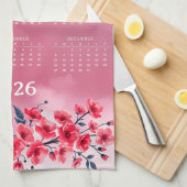 Kalender 2026 mit Blumen Geschirrtuch (Viertel Falte)