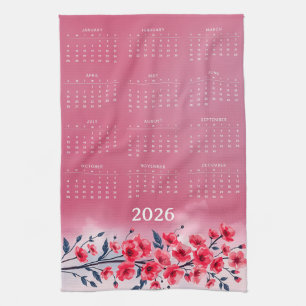 Kalender 2026 mit Blumen Geschirrtuch