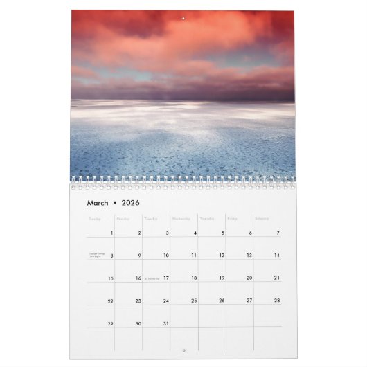 Kalender 2026 mit Ferien - Wolken (Mär 2026)