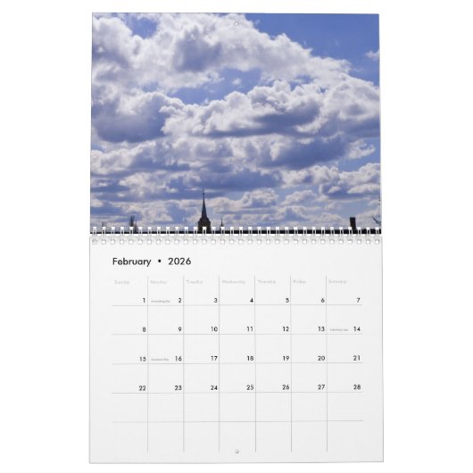 Kalender 2026 mit Ferien - Wolken (Feb 2026)