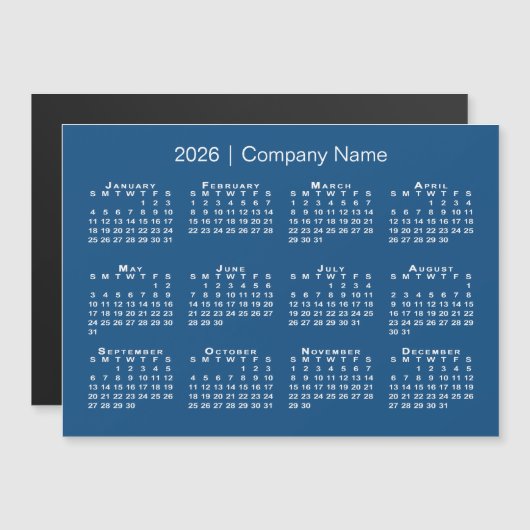 Kalender 2026 mit Firmenname Blue Magnet (Vorne/Hinten)