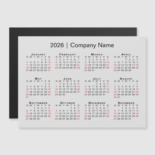Kalender 2026 mit Firmenname Gray Magnet (Vorne/Hinten)