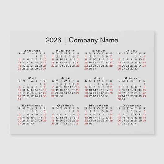 Kalender 2026 mit Firmenname Gray Magnet (Vorderseite)