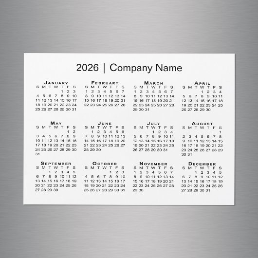 Kalender 2026 mit Firmenname White Magnet