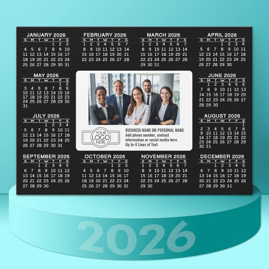 Kalender 2026 mit Logo Kontakt Information Magnet