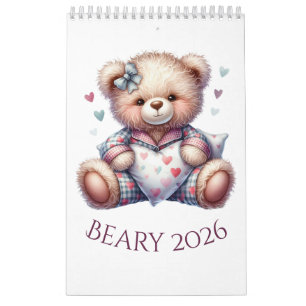 Kalender 2026 mit niedlichen Teddybären