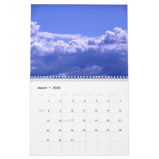Kalender 2026 mit Wolken (Mär 2026)