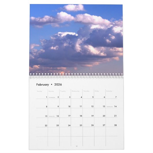 Kalender 2026 mit Wolken (Feb 2026)