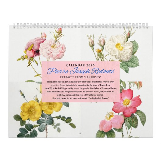 Kalender 2026 - Rose - P.J. Redouté (Titelbild)