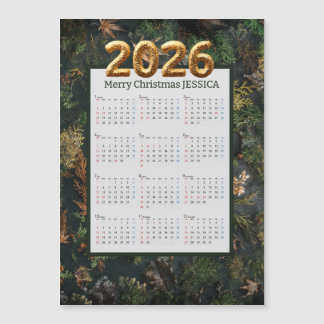 Kalender 2026 Süße Rentiere bei Nacht Magnetkarte