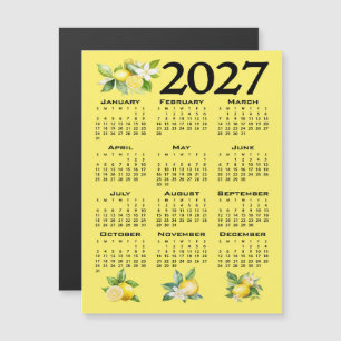 Kalender 2027 italienischer Stil Zitronen Gelb Magneteinladung
