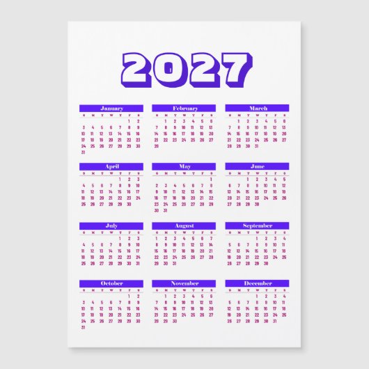 Kalender 2027 magnetkarte (Vorderseite)