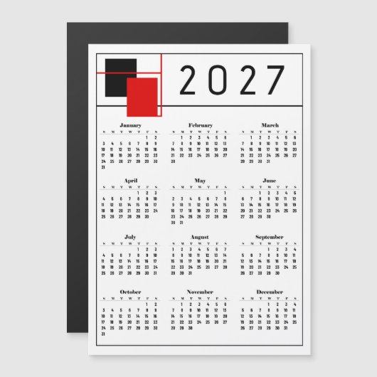 Kalender 2027 magnetkarte (Vorne/Hinten)