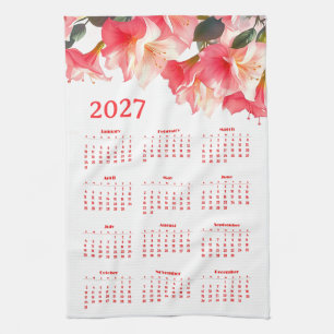 Kalender 2027 mit Blumen Geschirrtuch