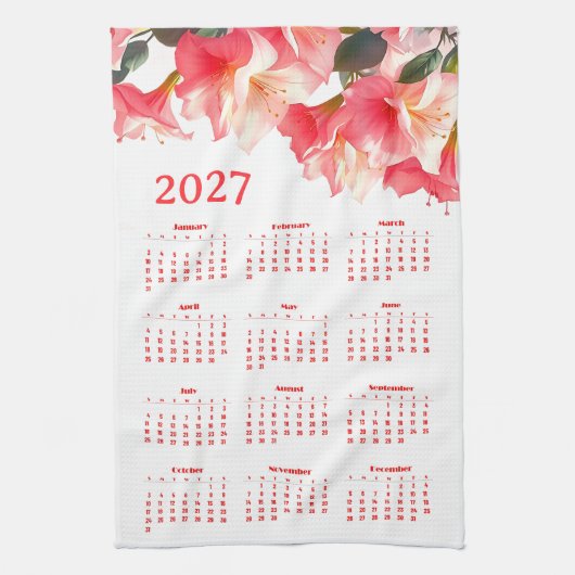 Kalender 2027 mit Blumen Geschirrtuch (Vertikal)
