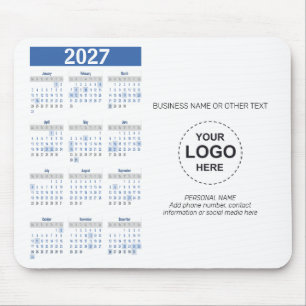 Kalender 2027 mit Logo, Kontaktinformationen Mousepad