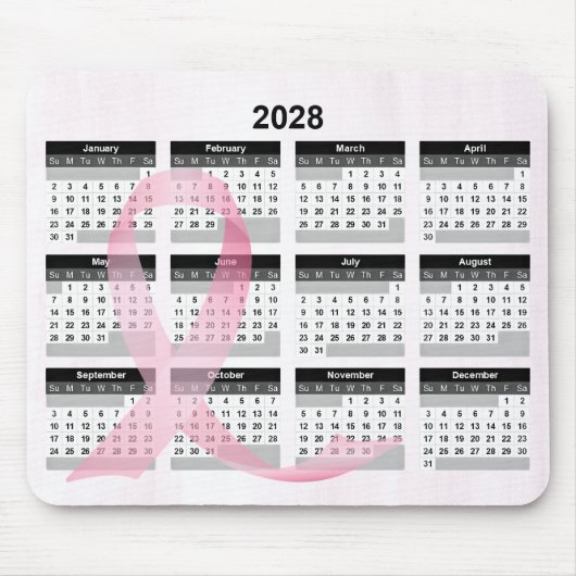 Kalender 2028 Pinkes Band Mousepad (Vorne)