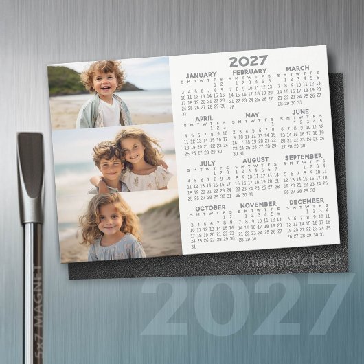 Kalender - 3 Fotos - Graues Grundmagazin Magnetkarte