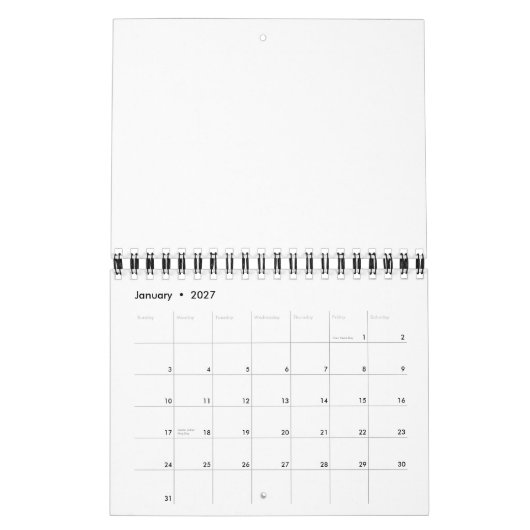 Kalender | 5,5" x 7" Zwei-Seiten Klein Schwarz (Jan 2027)