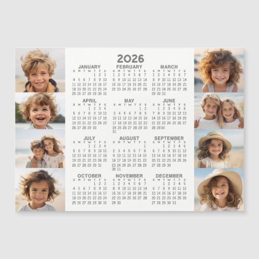 Kalender - 8 Fotos - Basic Grau White Magnet (Vorderseite)