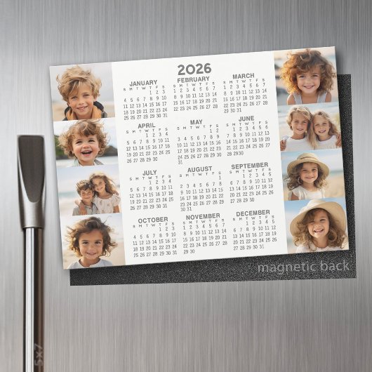 Kalender - 8 Fotos - Basic Grau White Magnet