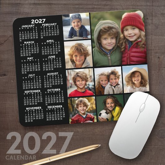 Kalender - 9 Foto-Collage - schwarz Mousepad