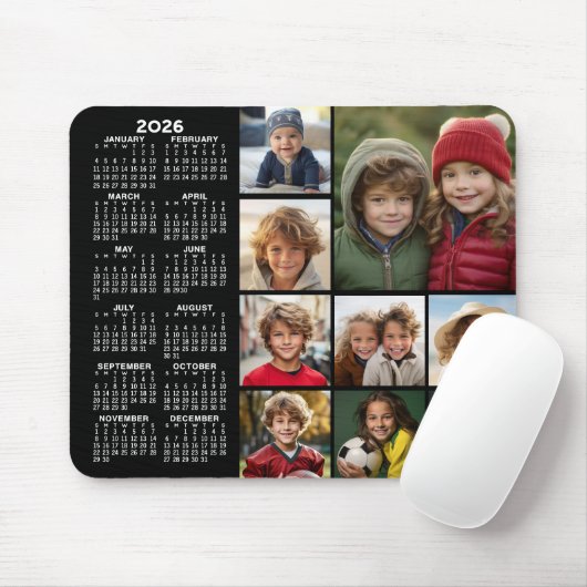 Kalender - 9 Foto-Collage - schwarz Mousepad (Mit Mouse)