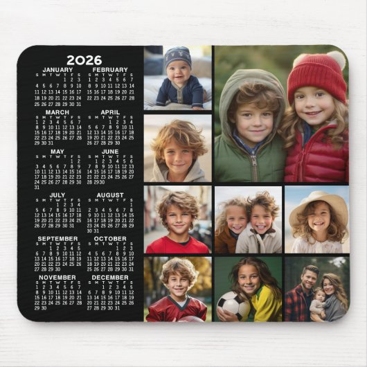 Kalender - 9 Foto-Collage - schwarz Mousepad (Vorne)
