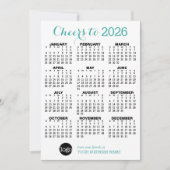 Kalender - Aquamarines White Business-Logo Feiertagskarte (Vorderseite)