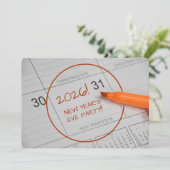 Kalender & Champagner Silvesterabend Party Einladung (Stehend Vorderseite)