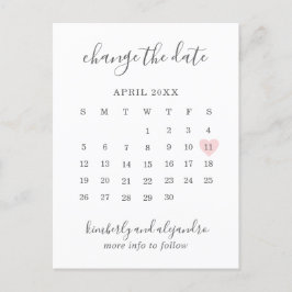 Kalender Datum ändern Rosa Herz Cute Ankündigungspostkarte