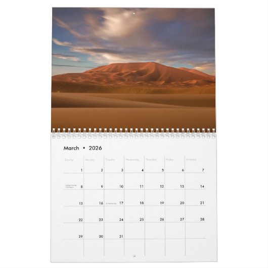 Kalender der arabischen Wüsten (Mär 2026)