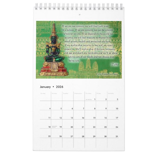 Kalender der Cedar Rapids-Zen-Mitte 2016 (Jan 2026)
